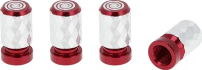 Produktbild von 4 Stück Reifenventilkappen Dekorative 7x22mm Reifenventil Staubabdeckungen Diamantmuster Rot Aluminiumlegierung