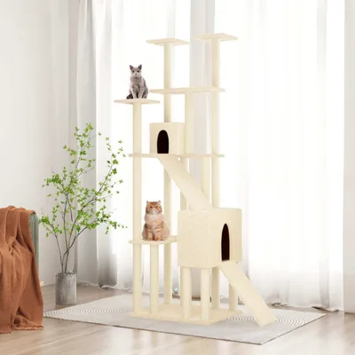 Image de Meuble Arbre à chat avec colonnes à griffer en sisal Crème 190 cm - Arbres à chat 171648