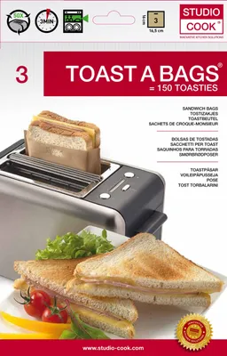 Toasttaschen 3 Stück, wiederverwendbar, antihaftbeschichtet, rechteckig