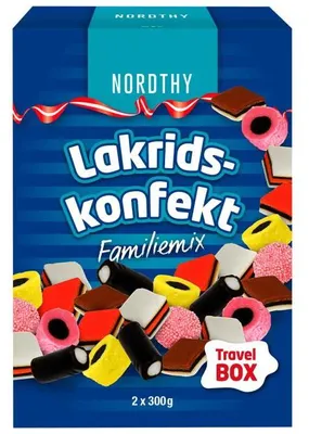 Produktbild von Nordthy Lakridskonfekt Familienmix Travel Box 2x300g