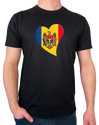 Produktbild von Huuraa Herren T-Shirt Moldau Flagge Herz S Black Bio Baumwolle Fairtrade Herrenshirt Geschenkidee