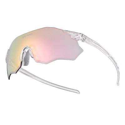 Produktbild von ROCKBROS Sportsonnenbrille Fahrradbrille Rahmenlose Fahrrad und Laufbrille für Outdoor Damen Herren UV400 Lila Rosa Photochrom