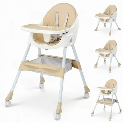 Produktbild von LEADZM Hochstuhl Baby 2-in-1 Vertehllbar und Klappbar Kinderhochstuhl mitwachsend Kindersitz Kinderstuhl mit Sicherheitsgurt ,Beige