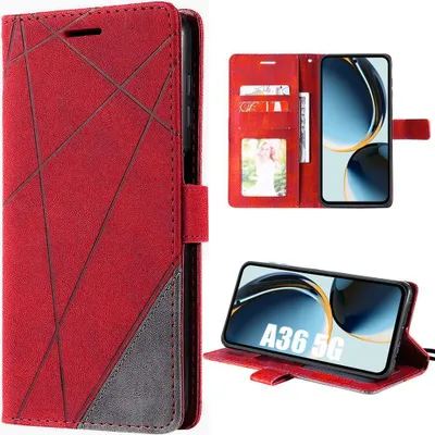 Image de Coque pour Samsung Galaxy A36 5G, Anti-Rayures Protection 360 Degré CuirPolyuréthaneRouge
