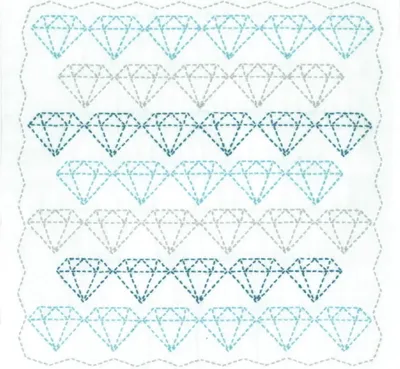 Produktbild von Olympus Sashiko Stickpackung "Hana Fukin Pop Designs Juwelen", Stoff bedruckt, 34x34cm, Original aus Japan