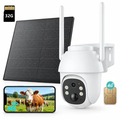 Produktbild von 4G LTE š¹berwachungskamera Au?en Akku 9600mAh Solarpanel PTZ IP Kamera Outdoor Farbnachtsicht PIR Sensor 2 Wege Audio IP65 32GB