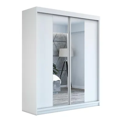 Produktbild von Schwebetürenschrank, 2-türig Schrank ELEGANZA 180 cm (mit Spiegel) Weiß / weiß / weiß
