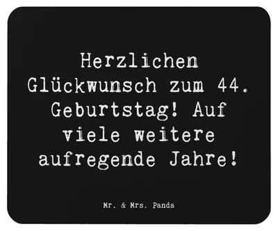 Produktbild von Mr. & Mrs. Panda Mousepad Spruch 44. Geburtstag Feier - Schwarz - Geschenk, Mouse Pad, mousematte, mausteppich, computermatte, unvergesslich, Glückwunsch, Meilenstein