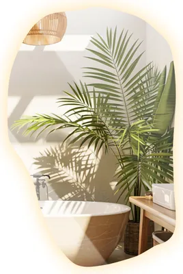 Produktbild von LED Spiegel mit Beleuchtung – Wandspiegel mit Licht – Unregelmäßiger Dekospiegel – Warmweiß 3000K – 100 x 65 cm