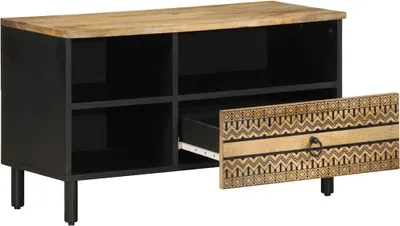 Zdjęcie produktu dla vidaXL Szafka pod TV czarna 80x33,5x46 cm Surowe drewno mango