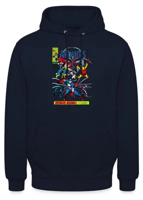 Produktbild von Spreadshirt Avengers Comic Superhelden Assemble Uni Hoodie, XXL, Navy