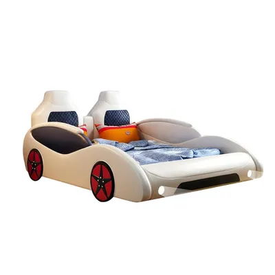 Image de Lit pour enfants garçons LED voiture Cool Confortable blanc 1200*1900 mm avec matelas 【W979B 1,2*1,9+CD】