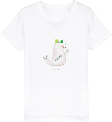 Produktbild von Mr. & Mrs. Panda Kleinkinder T-Shirt Robbe Sherlock 12-14 Jahre (152/164) - Weiß - Geschenk, Lustige Sprüche, Öko Kinder, Jungen, Teenager, Kindershirt