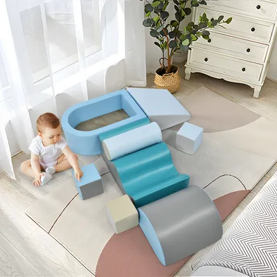 Produktbild von okwish 9 TLG. Schaumstoffbausteine, Bausteine zum Toben und Klettern, Softbausteine aus Schaumstoff, Mehrfarbig, Bauklötze für Babys und Kleinkinder