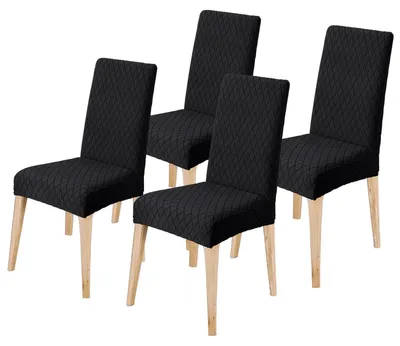 Produktbild von Stuhlhussen 4er Set, Universal Esszimmerstuhlbezug, Abnehmbar Waschbar, Schwarz