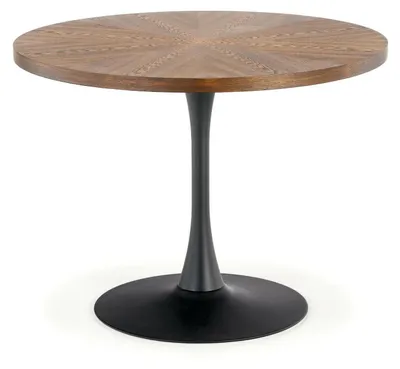 Imagen del producto de Mesa redonda Carmelia para 4 personas, 100 cm de diámetro, color nogal y negro
