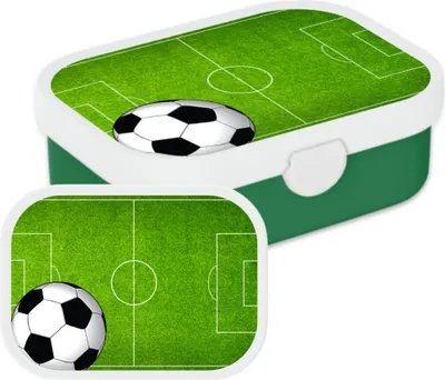Produktbild von Mepal Campus Lunchbox Fußball – Bento Brotdose für Kinder Schule & Kindergarten – Snackbox mit Bento-Einsatz & Gabel – Clip-Verschluss – BPA-frei & spülmaschinenfest – 750 ml – Fußballplatz