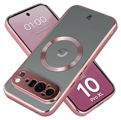 Produktbild von Handyhülle mit Magnetring für Google Pixel 10 Pro XL, Bizon Case EduardO, Transparent-Rosa
