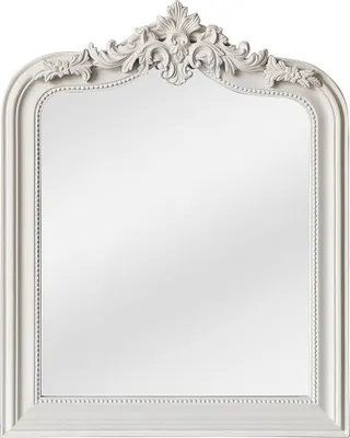 Produktbild von Trumeau-Spiegel mit Verzierungen – Paulownienholz – L 80 x H 100 cm – Weiß matt – NOVARA