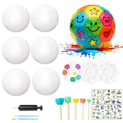 Immagine prodotto di Kit per creare decorazioni a tema calcio, ideale per bambini, confezione da 6 pezzi, con set di colori e adesivi