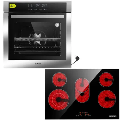 Image de Lot économique KB ELEMENTS, ensemble de cuisinière encastrable, ensemble de cuisinière, plaque vitrocéramique 77 cm, four encastrable Full Touch 60 cm, 15 fonctions, fonction Air Fry, classe énergétique A+