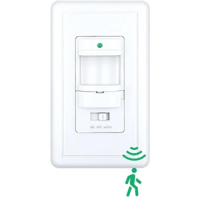 Immagine prodotto di Rilevatore di movimento PIR per interni Interruttore luminoso da incasso a 180°, portata 9 m, 230V, 2 fili, classe energetica A, bianco