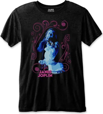 Produktbild von Janis Joplin - T-Shirt für Herren/Damen Uni RO3810 (XL) (Schwarz)