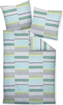 Produktbild von Janine Design Mako-Soft-Seersucker Bettwäsche-Garnitur TANGO 20132 Farbe achatgrün aqua opalgrau Größe 135x200 + 80x80 cm