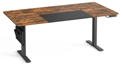 Image de Bureau réglable en hauteur, dimensions 180x80 cm, avec fonction mémoire | Couleur : marron et noir | Dimensions : 180x80x72-120 cm