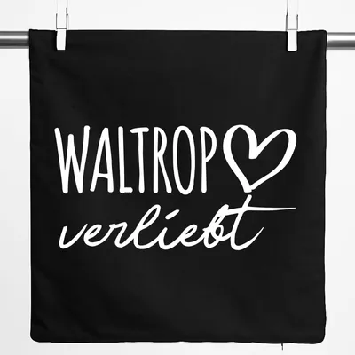 Produktbild von Huuraa Kissenbezug Waltrop verliebt 40x40cm Black Baumwolle Dekokissenbezug Geschenkidee