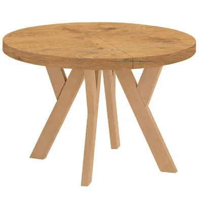 Produktbild von Runder Ausziehbarer Tisch für Esszimmer, PERO, Loft-Stil, Skandinavische, Durchmesser: 120 / 220 cm, Farbe: Eiche Lancelot