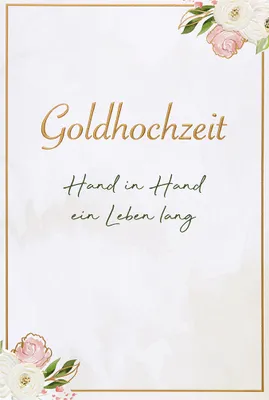 Produktbild von Goldhochzeit Karte mit Umschlag, unverpackt, Hand in Hand ein Leben lang