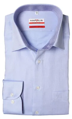 Produktbild von Marvelis - Modern Fit - Herren Langarm Hemd, struktur (476764), Größe:48, Farbe:Hellblau (11)