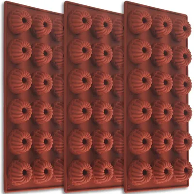 Produktbild von Silikonform Backform Mousseform Gelee-Form Puddingform - 18 Mulden - 3er-Set - Lebensmittelecht - BPA-frei - Spülmaschinenfest
