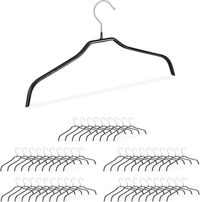 Productafbeelding van Famanu kledinghangers met antislipcoating - 10 stuks - Zwart