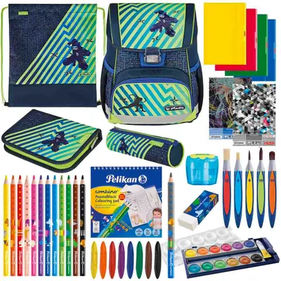 Produktbild von Herlitz Schulranzen Set Loop Plus Funky Ninja 14-teilig