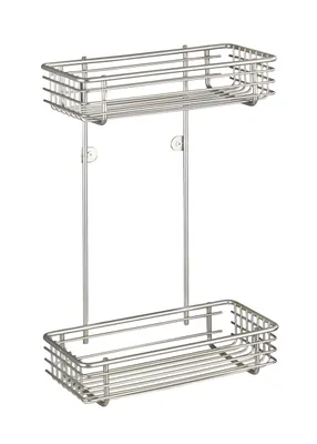 Produktbild von WENKO Dusch Regal Ablagen Bad Korb Wand Badezimmer Chrom MILANO 2 Etagen