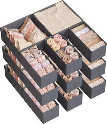 Produktbild von Famanu Ladeorganizer Set 18-teilig - Faltbare Aufbewahrungsboxen in Leigrau