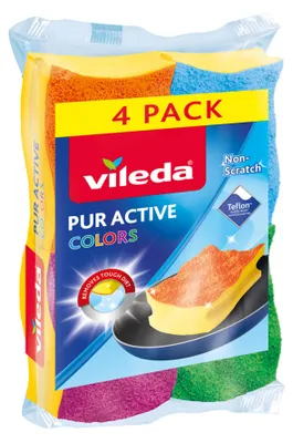 Zdjęcie produktu dla Gąbki ścierne Vileda Pur Active Colors, 4 sztuki
