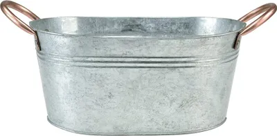 Produktbild von Rustikale Pflanzschale aus Metall mit Griffen für kreative Dekorationen