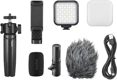 Produktbild von LED-Videokit mit Temperaturwechsel 3200K/6500K, 1800mAh Lithiumbatterie, LED-Beleuchtung
