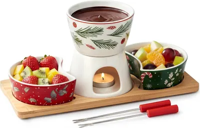 Image de Ensemble de fondue en porcelaine, comprenant un plateau et 6 pièces.