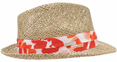 Seeberger Seegras Strohhut Trilby mit Blumengarnitur in beige