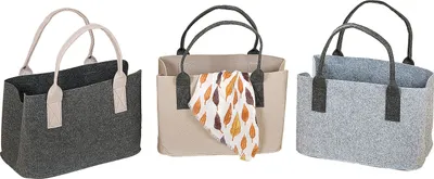 Produktbild von GILDE Tasche, Filz, beige, grau, , 3 Stück wie abgebildet, L. 25 cm, B. 40 cm, H. 26 cm 48091