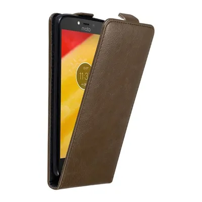 Obrázok produktu pre Cadorabo puzdro pre Motorola MOTO C PLUS ochranný kryt v hnedej farbe Flipové puzdro na mobilný telefón Puzdro Kryt