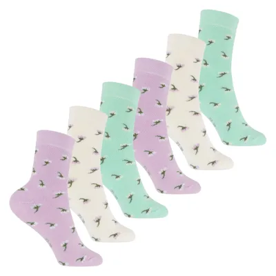 Produktbild von Footstar Frotteesocken für Kinder mit Muster (6 Paar) Warme Socken mit Thermoeffekt - Blumenmuster