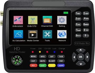 Obrázek produktu pro V10 Pro satelitní vyhledávač signálu, vyhledávač HD satelitního TV signálu, DVB-S/S2/S2X/T/T2 COMBO, digitální měřič signálu, satelitní vyhledávač, H.265