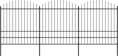 Obrázok produktu pre Záhradný plot s vrchnou časťou z ocele 537x200 cm čierny
