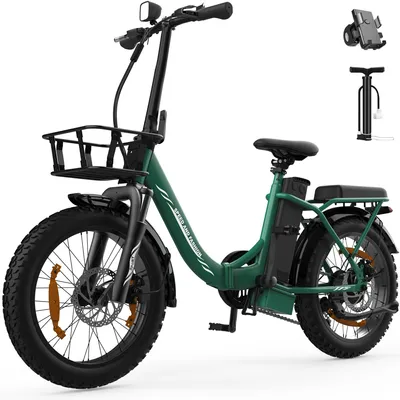 Produktbild von Runetic E-Bike, Foldable E-Bike, 36 V 13 Ah Akku bis zu 100 km, 20 x 3,0 Zoll, SHIMANO 7-Gang, 250 W Motor & 25 km/h - Grün