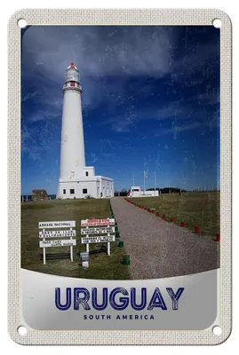 Produktbild von Blechschild Reise 12x18cm Uruguay Amerika USA Leuchtturm Schild